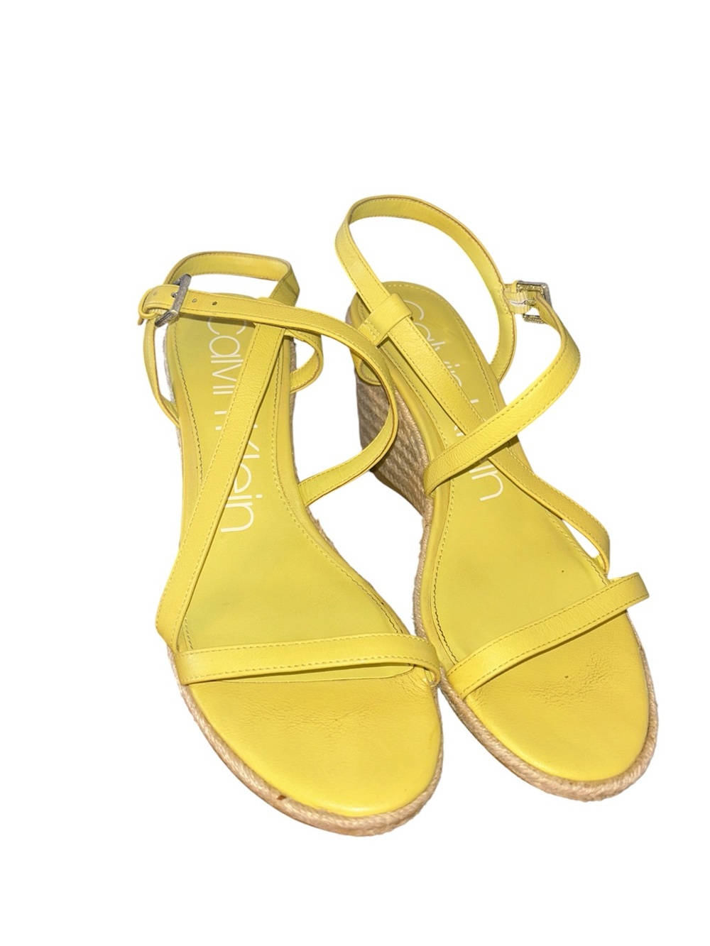 Calvin Klein Yellow Betsy Strappy Espardille Wedge Sandal